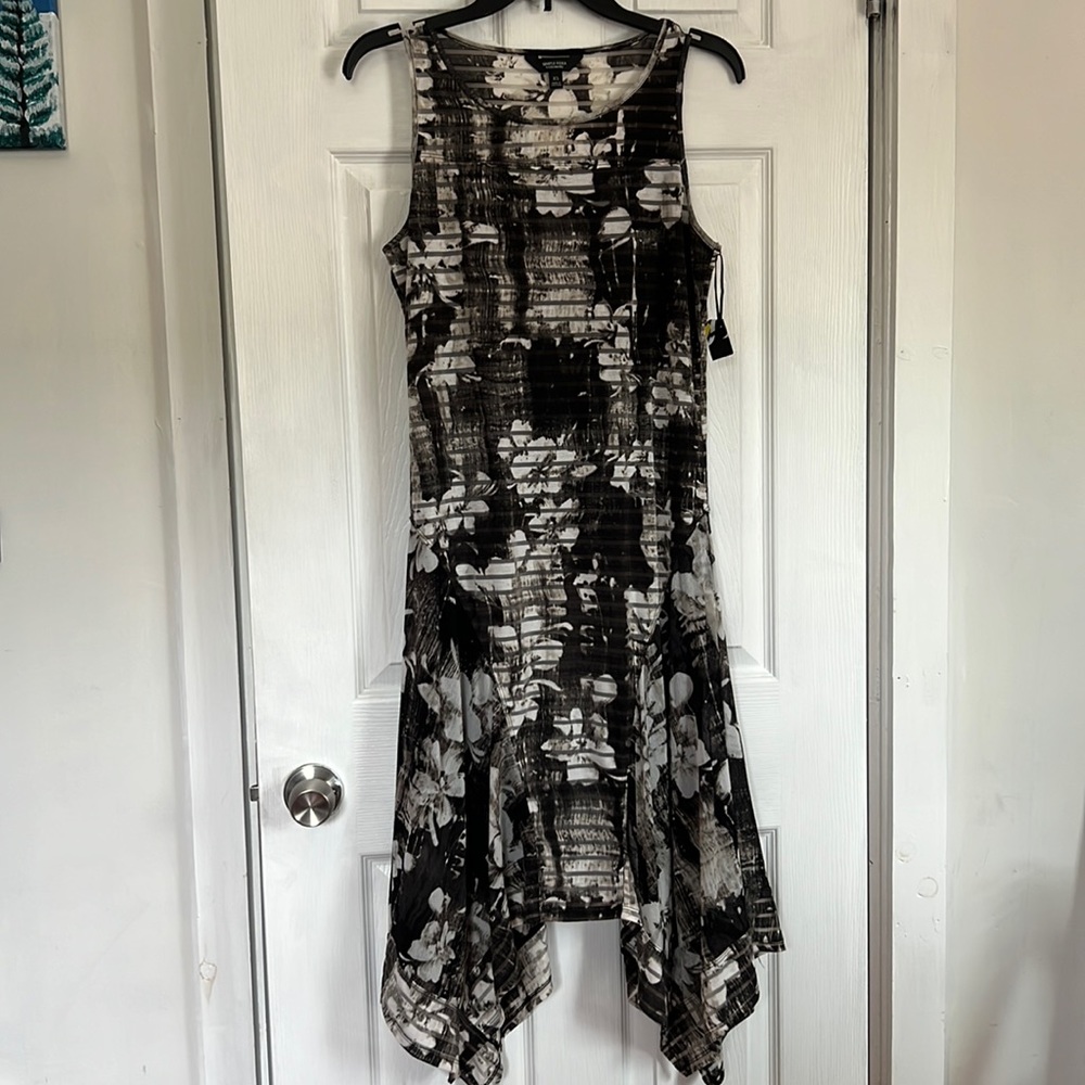 Simply Vera Vera Wang Sundress Womens Black and Grey Floral Midi  NWOT S…
